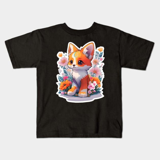 Cute Kitten Water Color Sticker Kids T-Shirt by TWOintoA